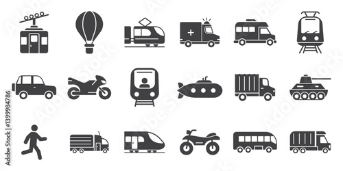 Transport icons set collection in flat style. Transportation vector illustration on isolated background. Vehicle sign business concept.