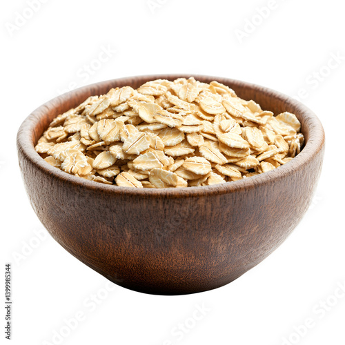 Rolled oats in a wooden bowl healthy breakfast food