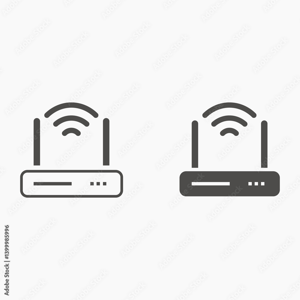 Internet service wireless router icon vector. modem with wifi signal flat vector icon Internet service wireless router icon vector. modem with wifi signal flat vector icon