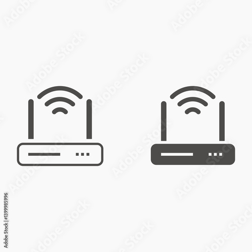 Internet service wireless router icon vector. modem with wifi signal flat vector icon