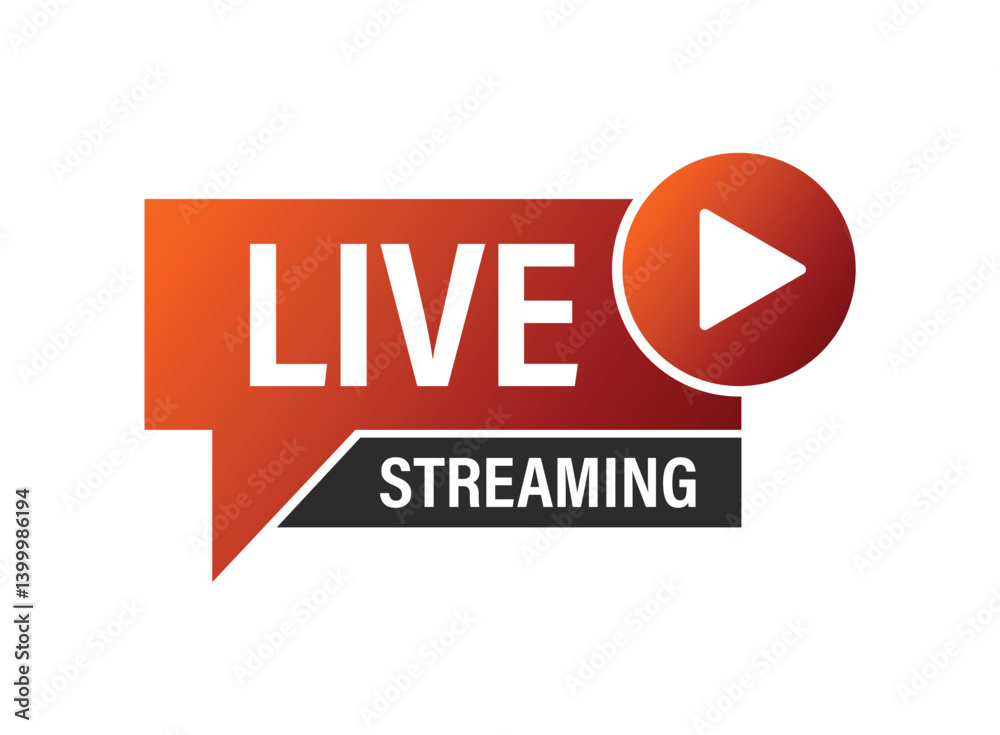 Live stream button icon in flat style. Webinar vector illustration on isolated background. Streaming sign business concept. Live stream button icon in flat style. Webinar vector illustration on isolated background. Streaming sign business concept.
