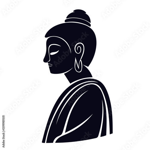 Buddha Head Silhouette Spiritual Symbol Side Profile
