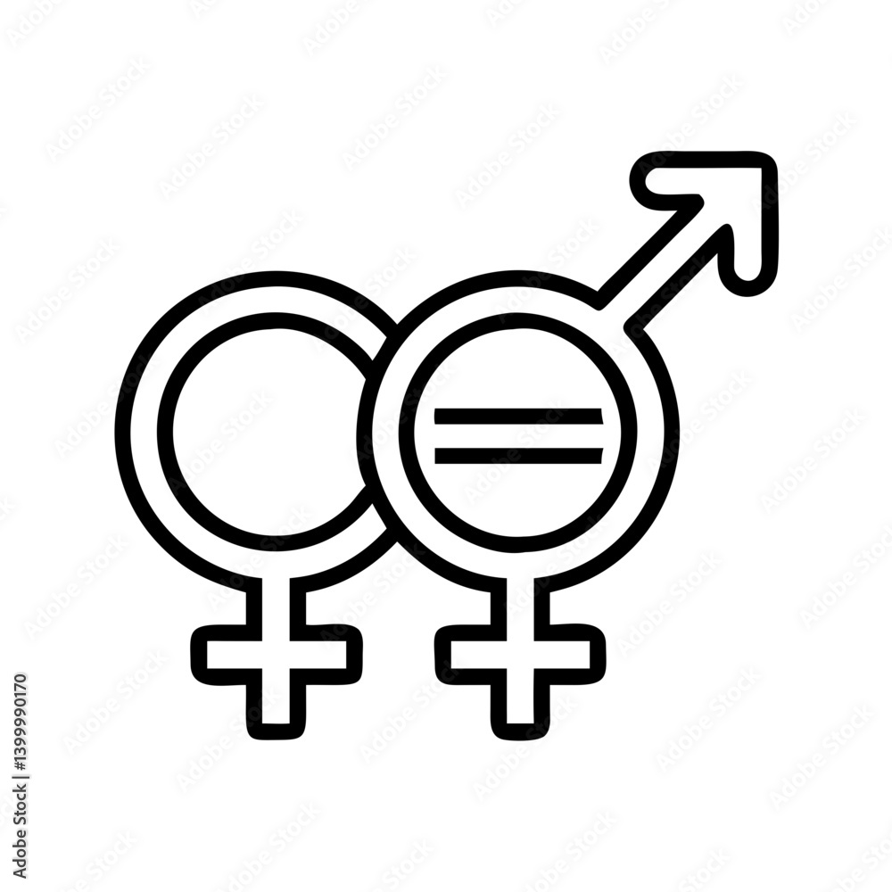 Gender equality symbol icon vector illustration for social justice and equal rights concept Gender equality symbol icon vector illustration for social justice and equal rights concept