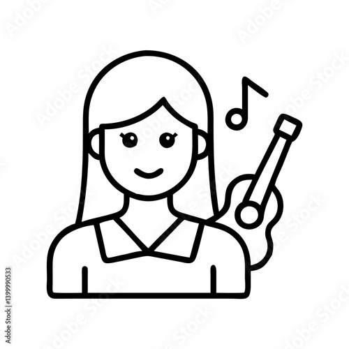 Illustration of woman playing guitar music lesson musical instrument singer songwriter song art