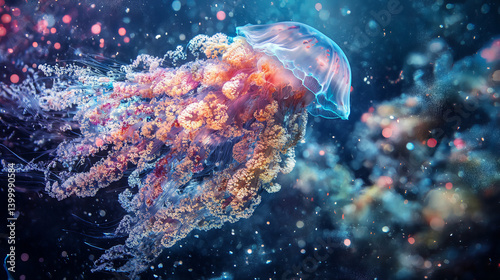 jellyfish underwater moving in the sea