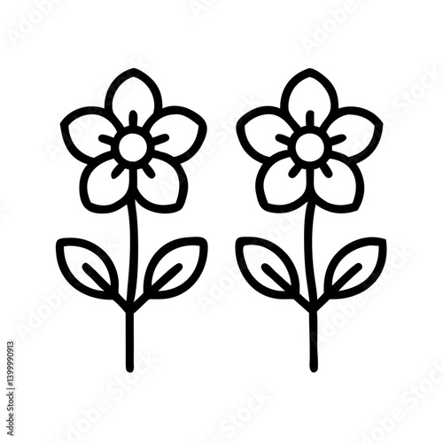 Vector flower illustration floral design element spring flower drawing botanical outline art icon set