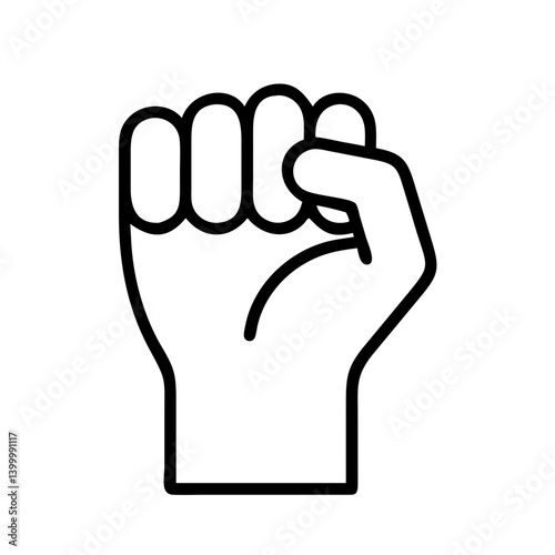 Vector illustration of a raised fist symbol of strength solidarity and resistance movement icon