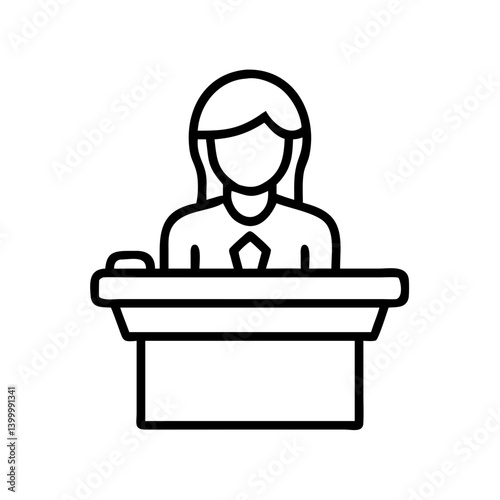 Speaker at podium vector icon for presentation, conference, and public speaking events design