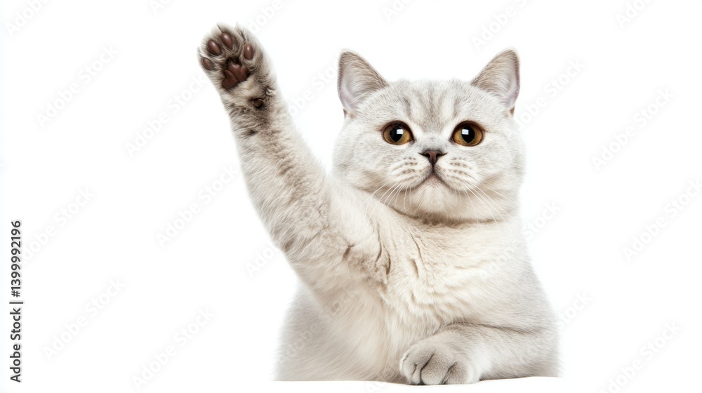 Obraz premium Playful cat raises paw