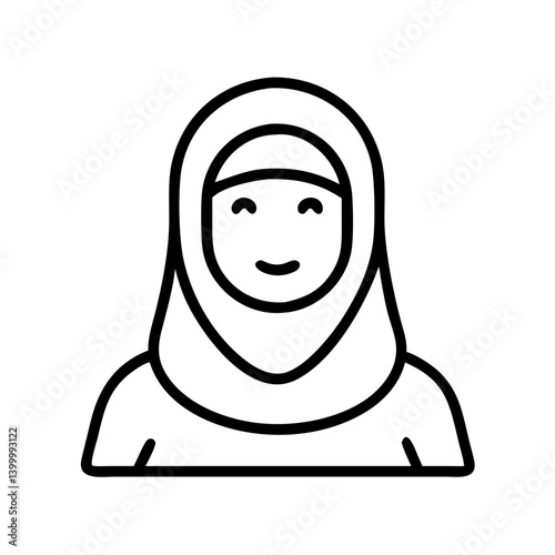 Hijab woman vector graphic islamic muslim female icon simple outline drawing modest traditional apparel