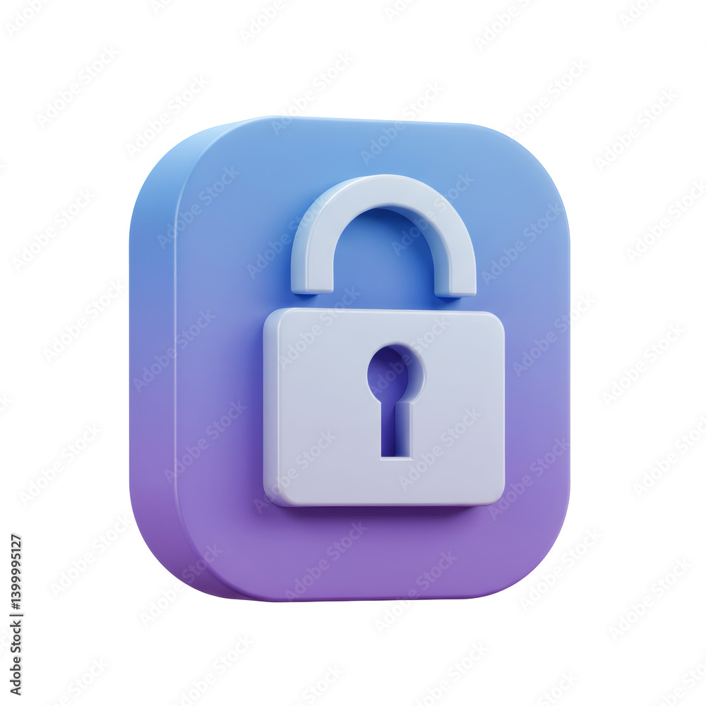 3D Render of a Purple and Blue Padlock Icon 3D Render of a Purple and Blue Padlock Icon