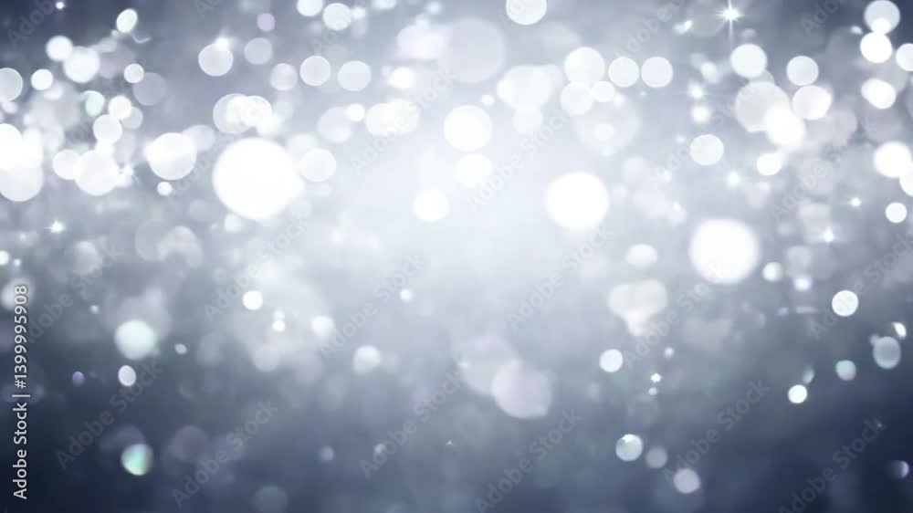Abstract bokeh background with blurred light and silver glitter for a shiny winter or Christmas design