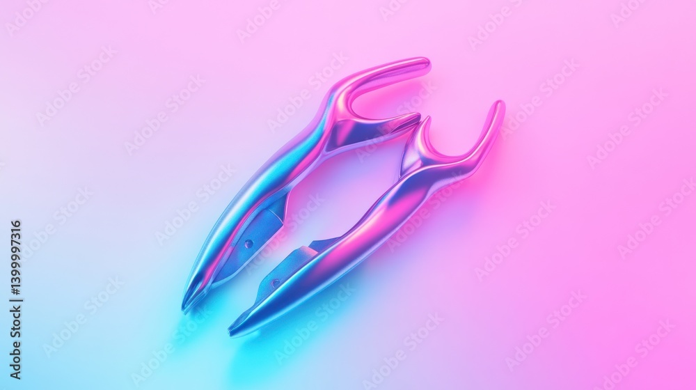 Metallic pliers on vibrant pastel background Metallic pliers on vibrant pastel background