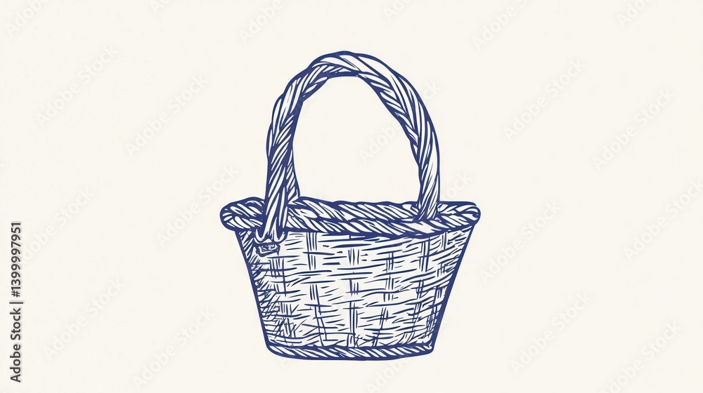 Obraz premium Hand-drawn wicker basket illustration on white