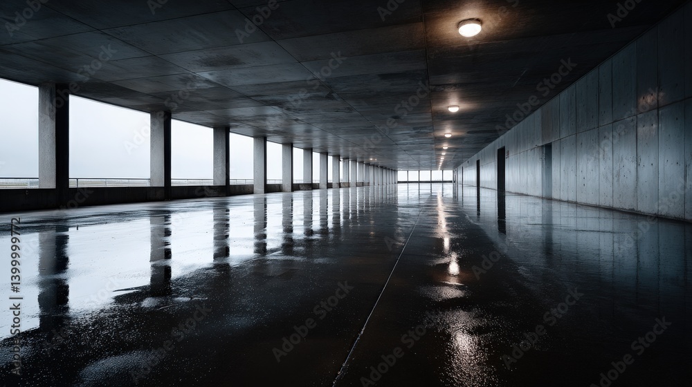 Concrete Structure with Columns and Wet Floor Concrete Structure with Columns and Wet Floor
