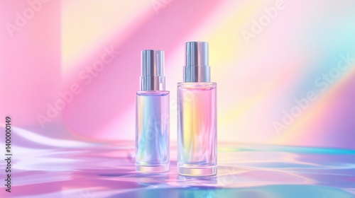 Colorful skincare bottles