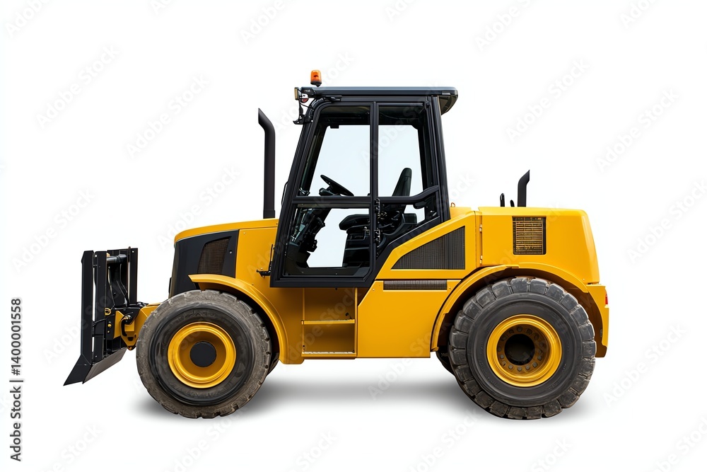 Side view of modern loader on clean white background, product showcase Side view of modern loader on clean white background, product showcase