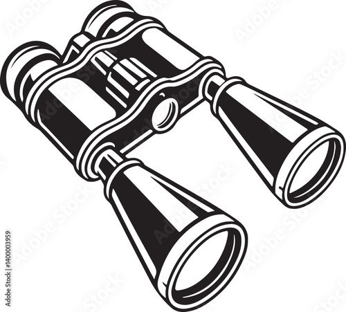 Isolated black binoculars, an optical tool for distant viewing