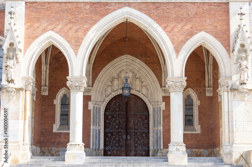 Obraz na płótnie Entrance of the famous new Gothic Heart of Jesus Church in the Styrian City of Graz in Austria w salonie