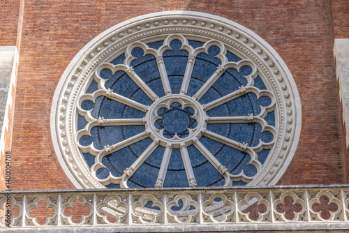 Obraz na płótnie Window of the famous new Gothic Heart of Jesus Church in the Styrian City of Graz in Austria w salonie