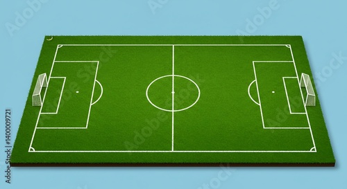3D Render: Isometric View of a Soccer Field AI Generated