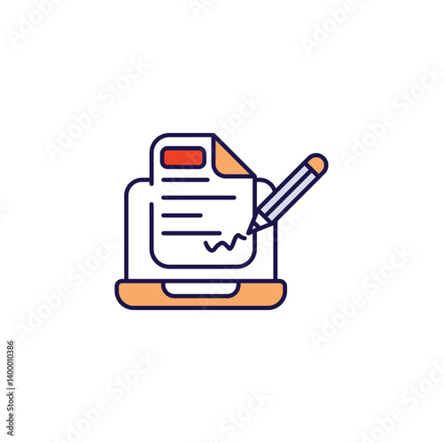 Digital Signature icon design with white background stock illustration