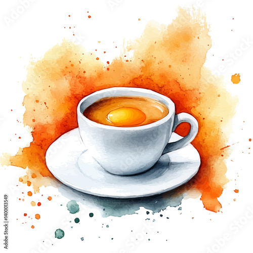 watercolor of Vietnamese Egg Coffee, vector, isolated on a white background.