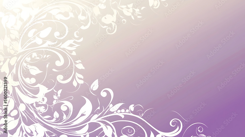 Elegant White Floral Design On Lavender Background Elegant White Floral Design On Lavender Background