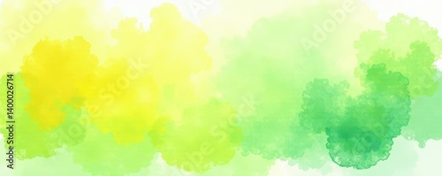 Soft yellow & green watercolor wash, abstract spring brushstrokes , brushstrokes, calm