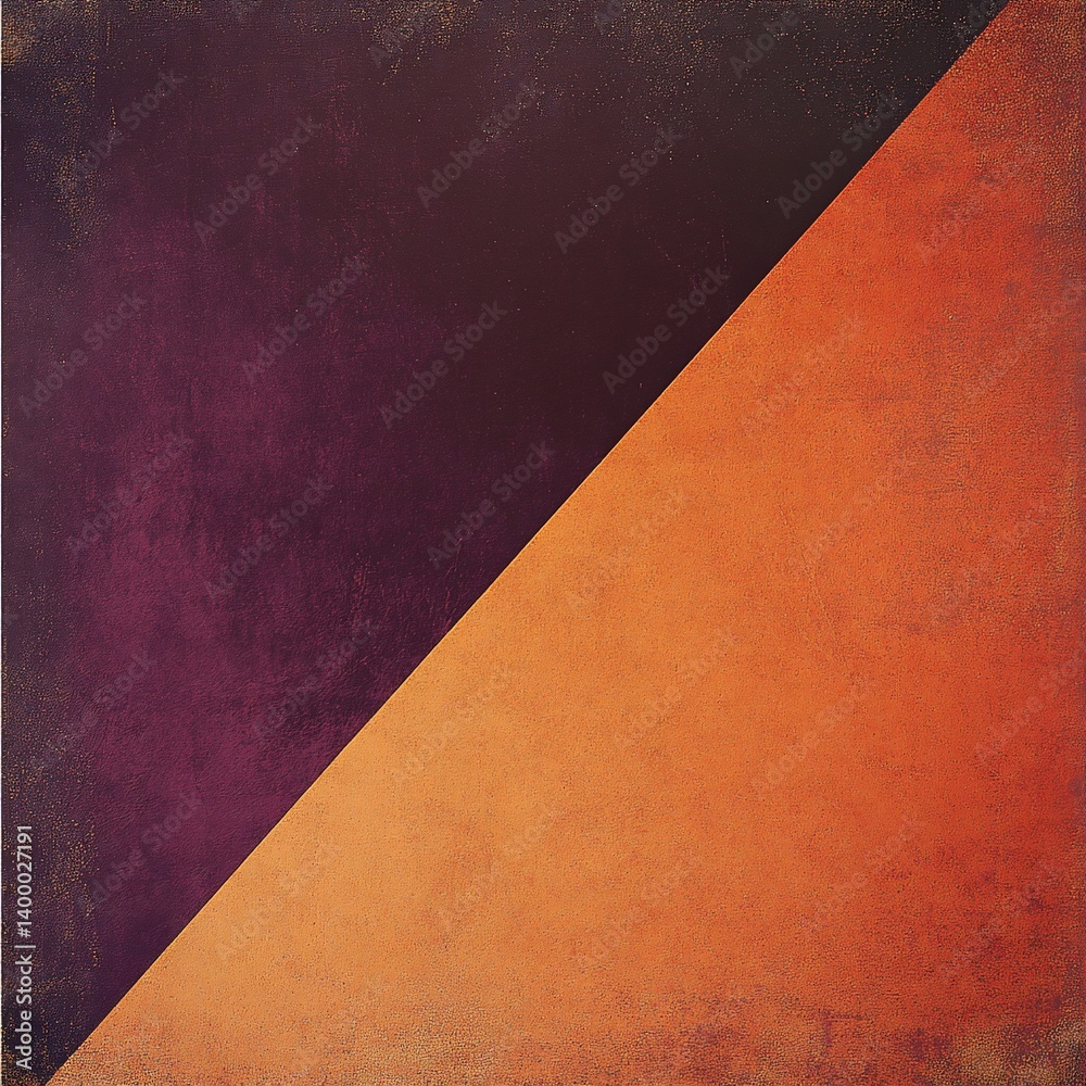 Diagonal split deep purple meets vibrant orange. Texture & worn edges Diagonal split deep purple meets vibrant orange. Texture & worn edges