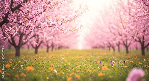 Pink Petals & Golden Hour AI Generated