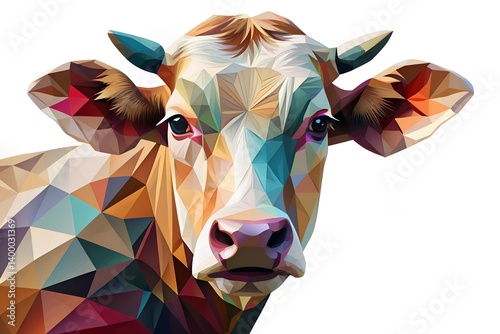 Obraz na płótnie Geometric Abstract Cow Art – Modern Minimalist Print w salonie