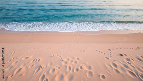 A serene and picturesque scene of a beautiful beach