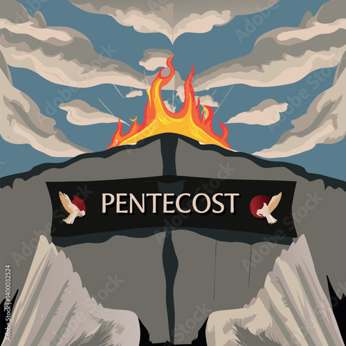 Religious Pentecost Background, Holy Spirit, Pentecost Sunday, and Pentecost Celebration.