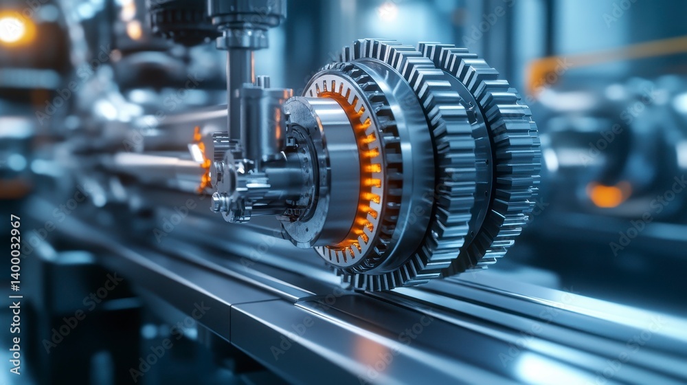 Fototapeta premium Industrial Gear Work in Modern Factory with Advanced Machinery