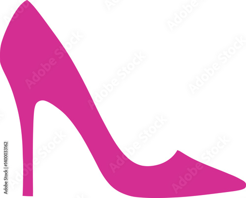  A Silhouette Vector Illustration of a High Heel Shoe in Solid Pink.