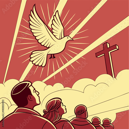 Religious Pentecost Background, Holy Spirit, Pentecost Sunday, and Pentecost Celebration.