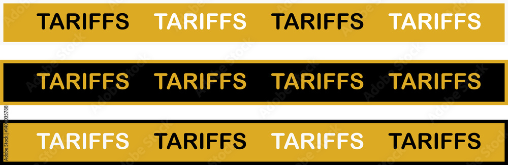 Fototapeta premium Tariffs: An Eye-Level View of a Trio of Striking Tariffs Labels, Symbolizing the complex world of trade, finance, and global economics.