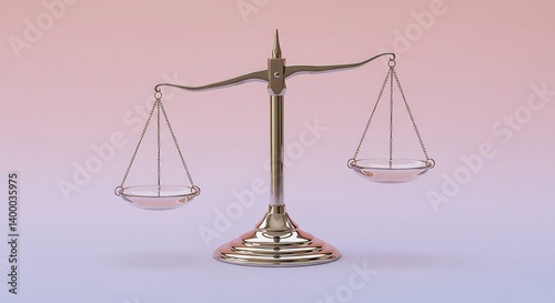 Balanced Scales Soft Lighting 3D Render Rose Gold Justice Scales Digital Art Elegant Scales Subtle Gradient Background Precision 3D Model Justice Theme Weight Balance Subtle Color Palette AI Generated
