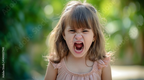 Obraz na płótnie little young girl is angry, cries and screams w salonie