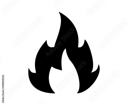 black and white fire flame, Fire icon. Fire flame symbol. Bonfire silhouette logotype. Flames symbols flat style - stock vector.
