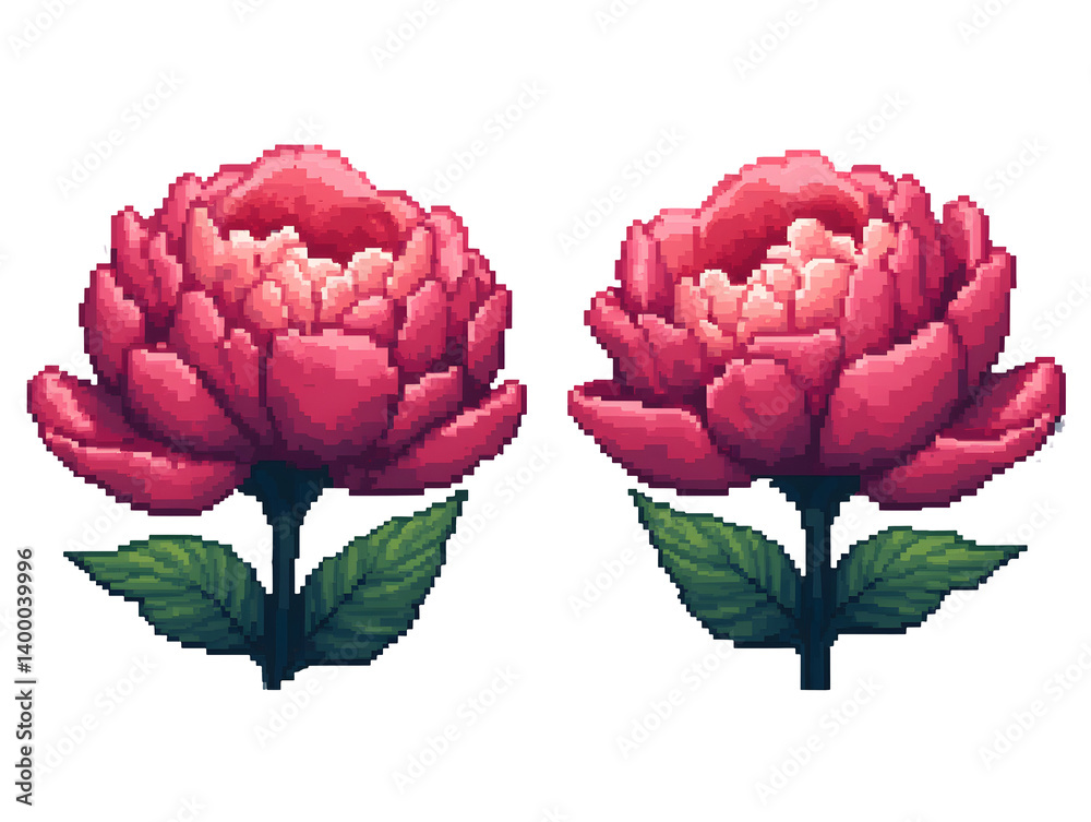 Decorative clipart of pink peony flowers artwork nature floral design colorful environment artistic viewpoint,isolated,transparent background,cut out