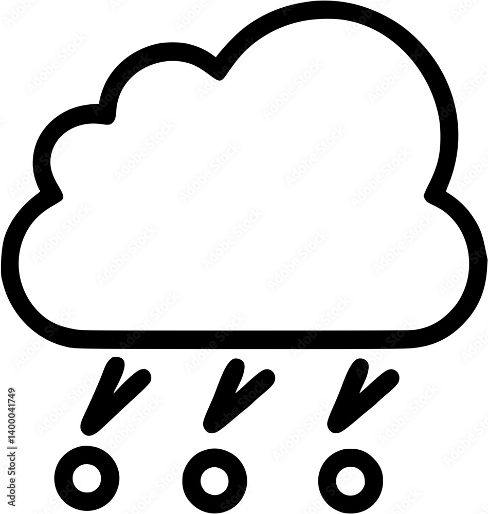 Hailstorm in outline icon style, Weather Related Disasters theme.