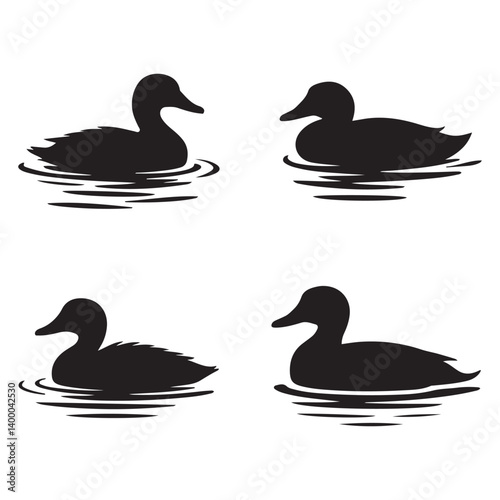 duck Vector Black silhouettes. with white background