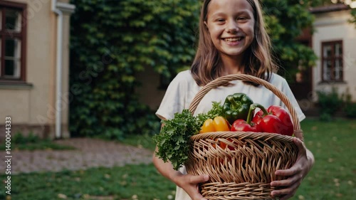 The Girl with Vegetable Basket