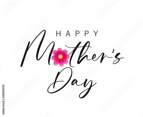Happy Mother's Day 2025 creative logo design. To the best Mom ever, calligraphy and beautiful pink flower of daisy. Vector illustration