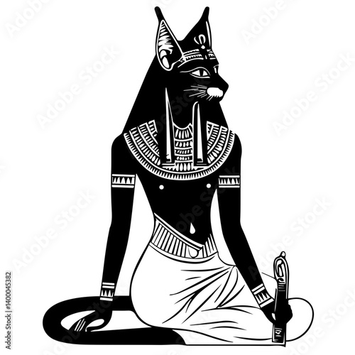Bastet goddess color flat illustration for web and mobile design