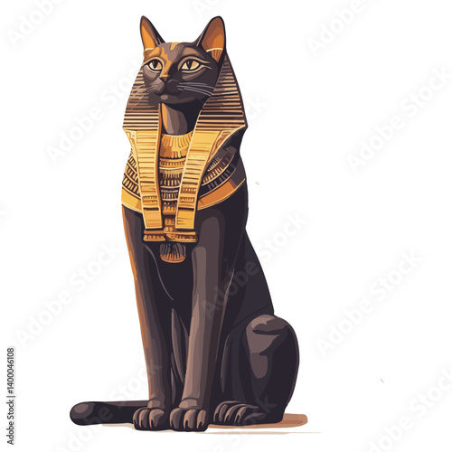 Bastet goddess color flat illustration for web and mobile design