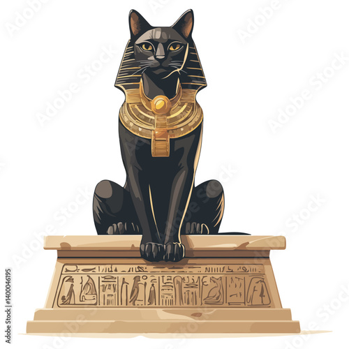 Bastet goddess color flat illustration for web and mobile design