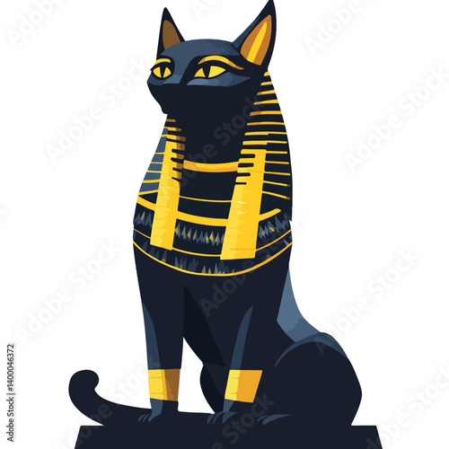 Bastet goddess color flat illustration for web and mobile design